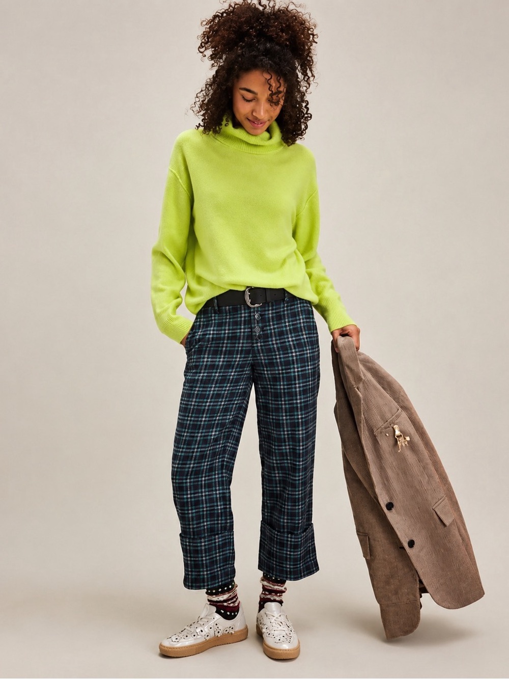 Free People 100% Cashmere Sweater Lime Punch Women Size S